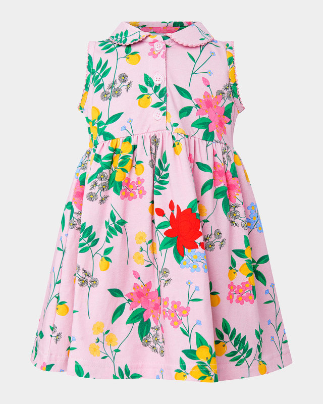 Girl's Botanical Floral-Print Jersey Dress, Size 6M-24
